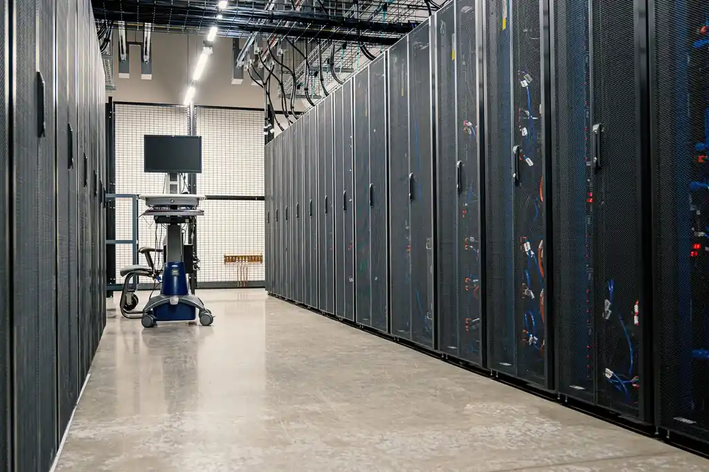 Organised server rack with structured cabling